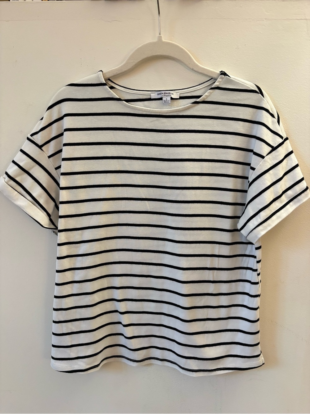 Women's Striped Short Sleeve Tee - White/Black